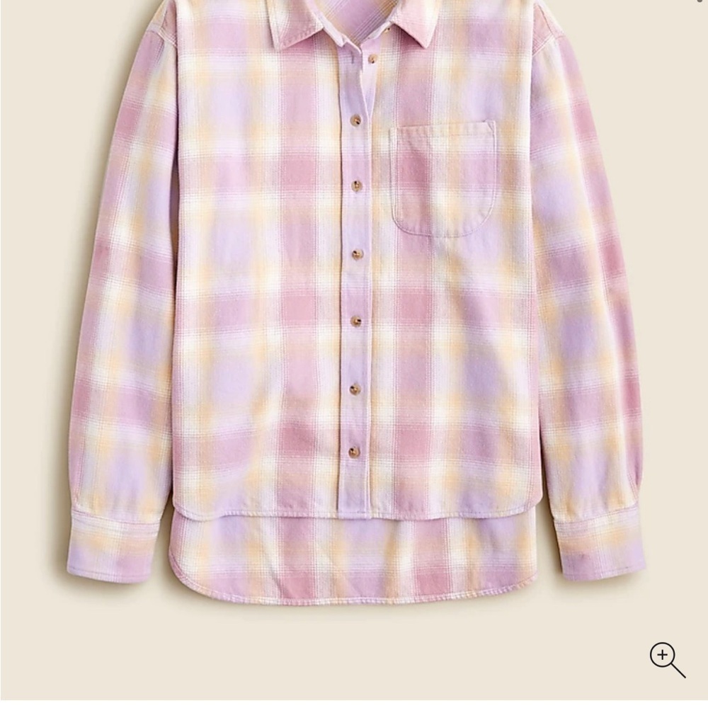 J. Crew Pink and Yellow Plaid Button Down Oversized cotton flannel shirt